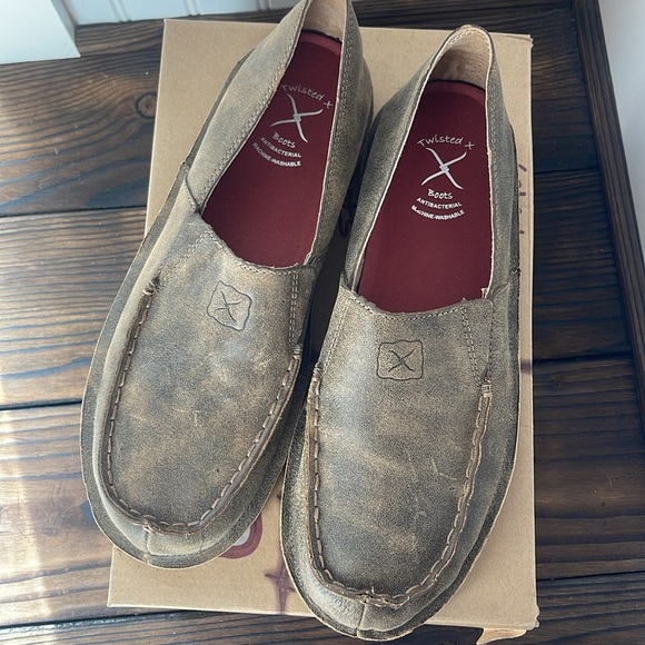 Twisted X Distressed Brown Slip-On Loafers - Picture 2 of 8